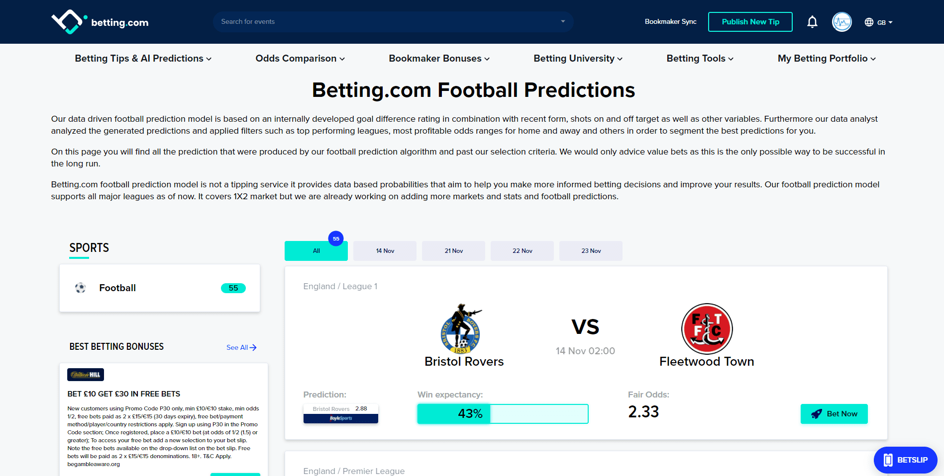 Betting.com Football Predictions