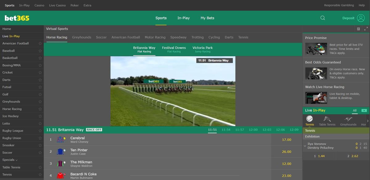 Virtual horse racing betting on bet365