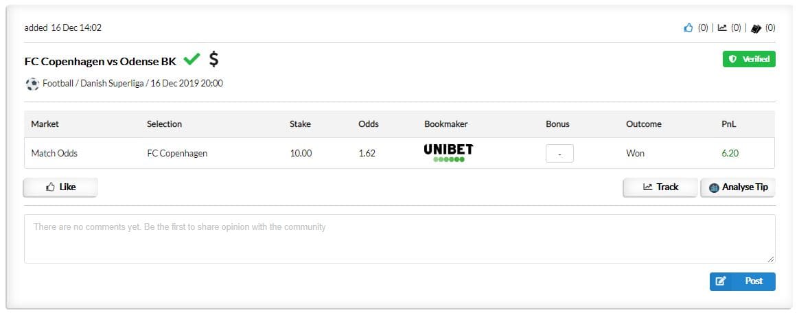 Ability to automatically track the betting tips from Betting.com betting tips feed